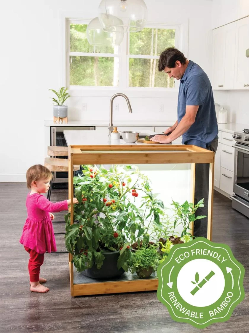 Medium Bamboo LED Grow Light Garden