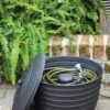 Matte Black Ribbed Hose Pot With Lid